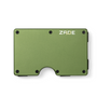 Zade olive green aluminum wallet with logo, front view