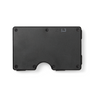 Zade black minimalist aluminum wallet with logo, front view