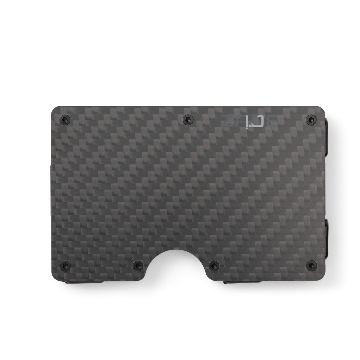 Zade carbon fiber textured wallet with logo, front view