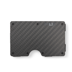Zade carbon fiber textured wallet with logo, front view