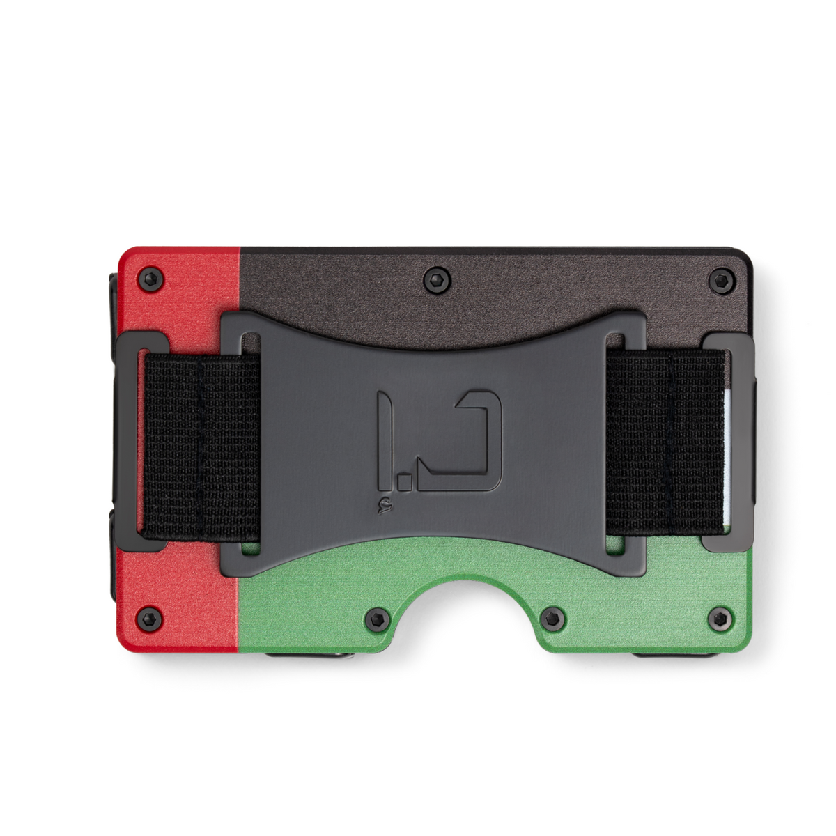 Zade UAE flag edition wallet back view with elastic cash strap