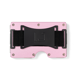 Zade pink wallet back view with elastic cash strap